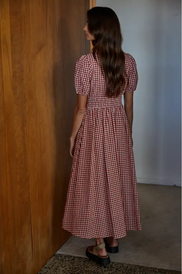 GINGHAM MIDI DRESS
