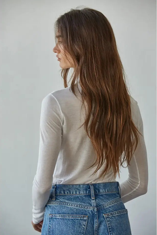 SHEER JERSEY TURTLENECK