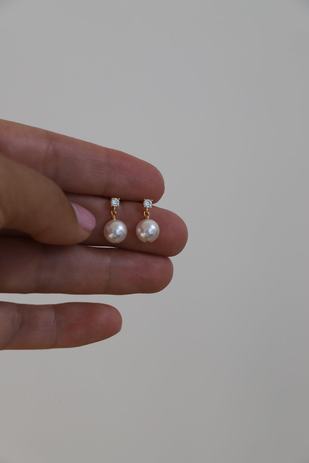 CZ PEARL DROP EARRINGS