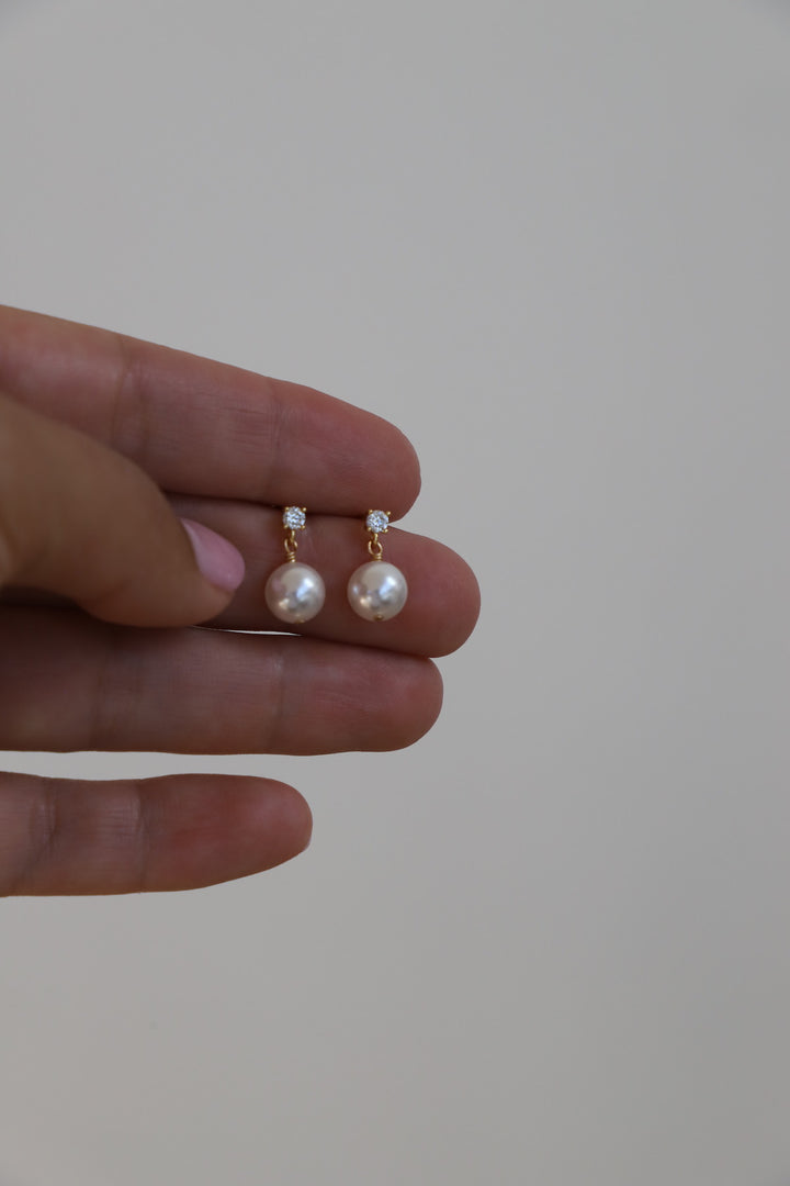 CZ PEARL DROP EARRINGS