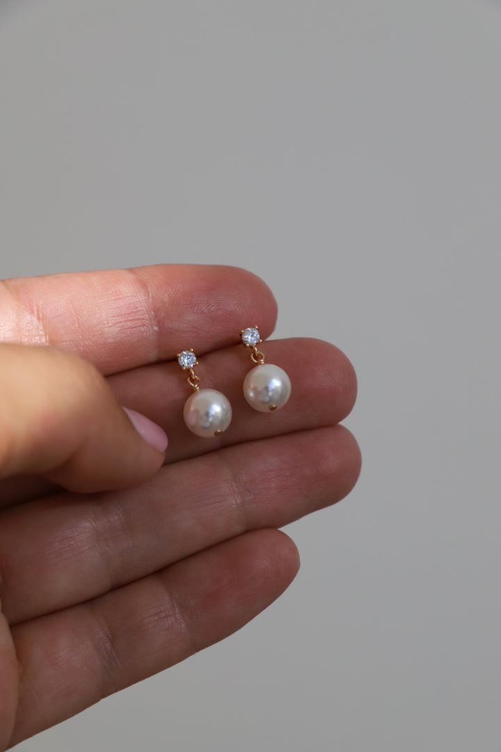 CZ PEARL DROP EARRINGS