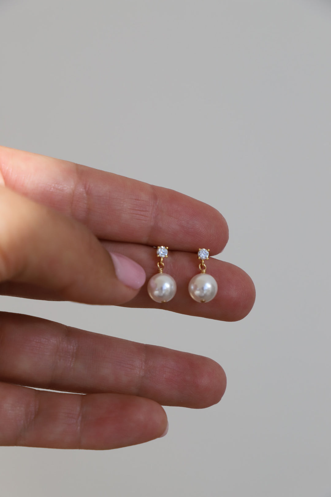 CZ PEARL DROP EARRINGS