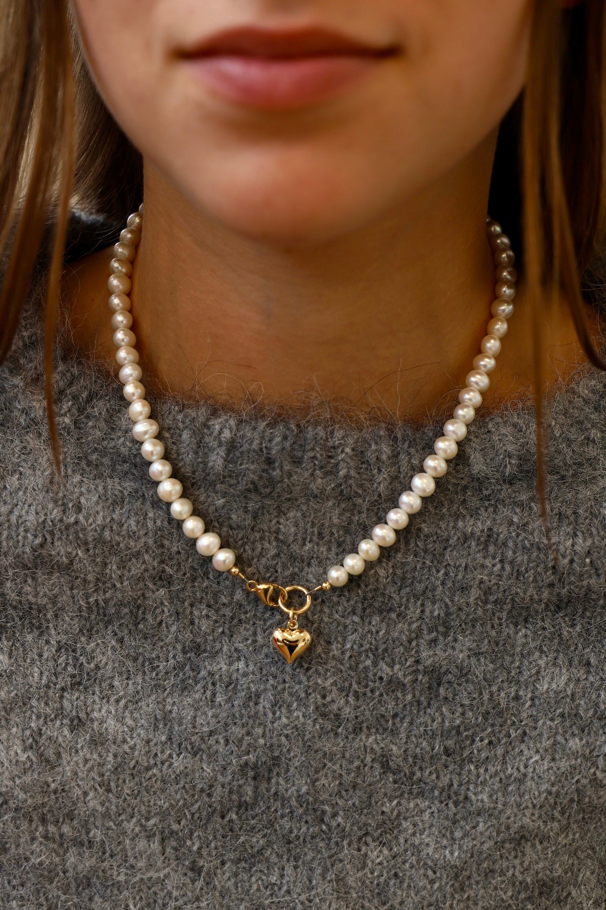 Simple Heart Pearl Pendant - KuberBox.com