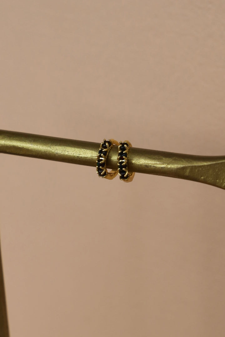 BLACK OPAL MINI HOOPS