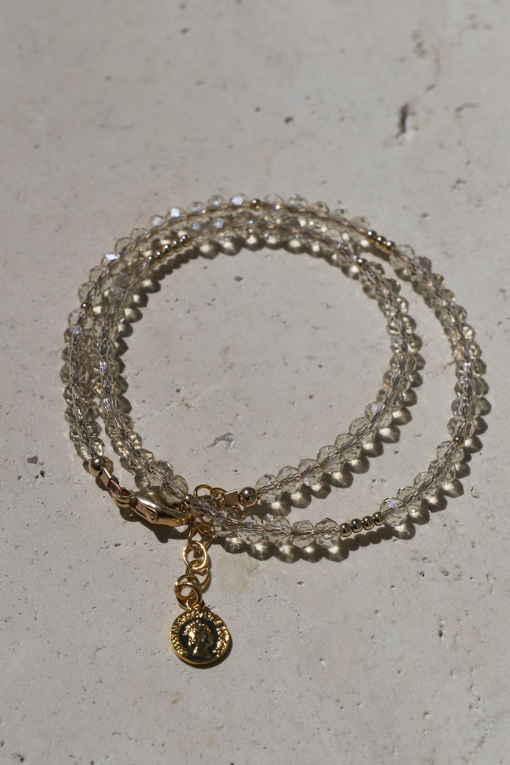 CHAMPAGNE CRYSTAL DOUBLE WRAP BRACELET