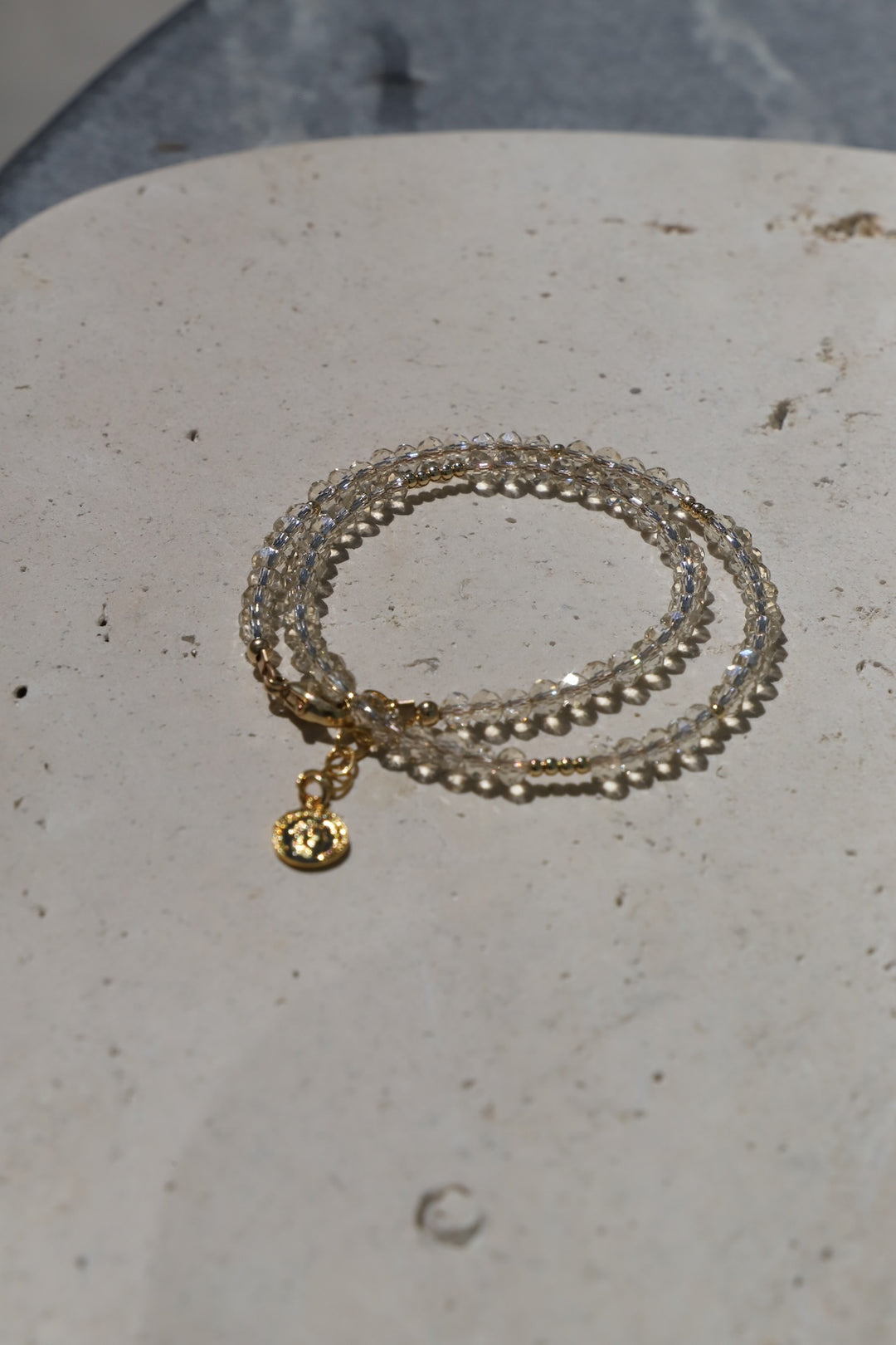 CHAMPAGNE CRYSTAL DOUBLE WRAP BRACELET