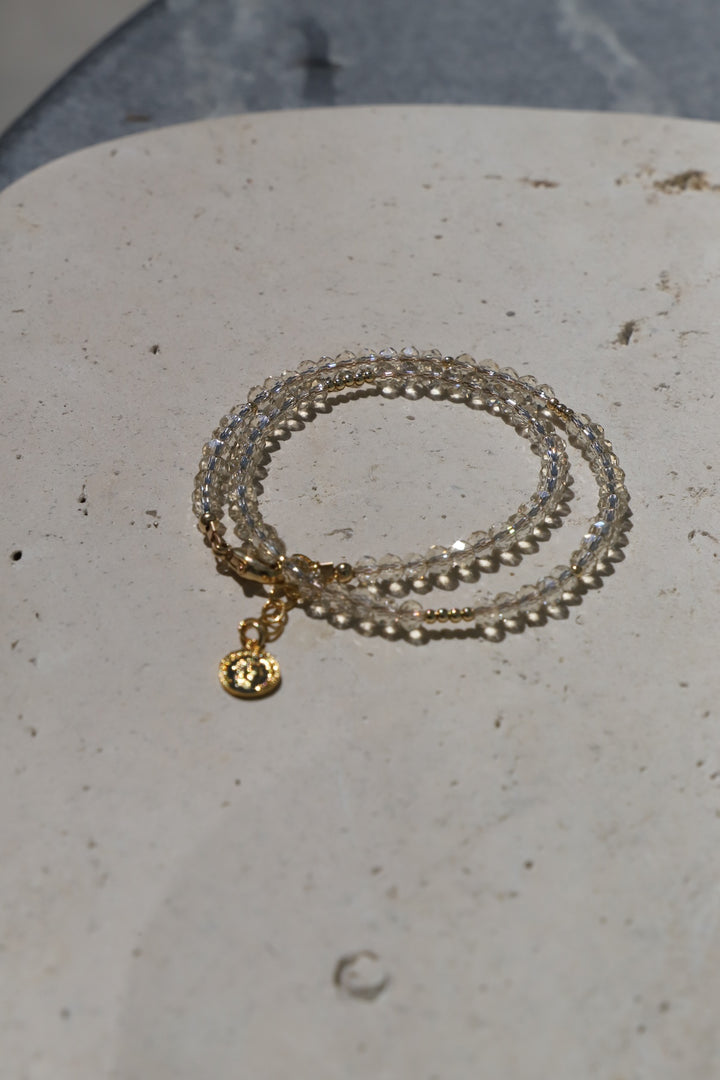 CHAMPAGNE CRYSTAL DOUBLE WRAP BRACELET