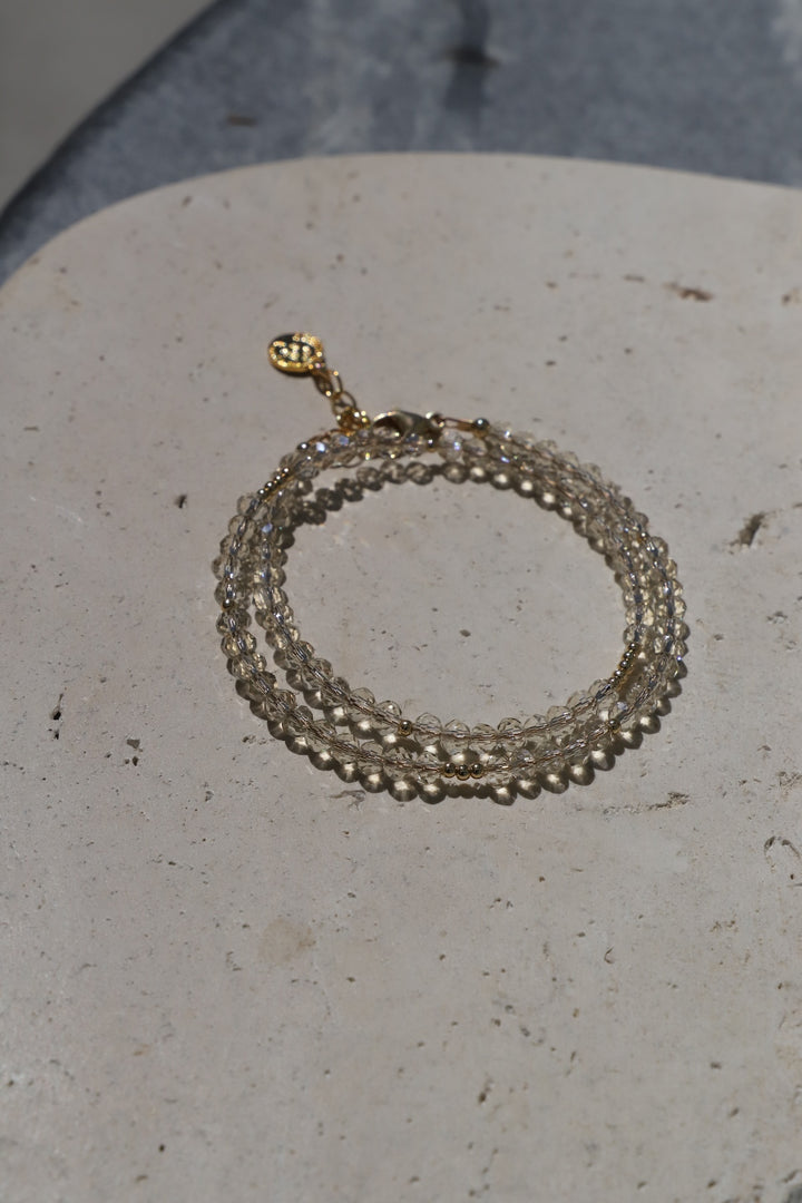 CHAMPAGNE CRYSTAL DOUBLE WRAP BRACELET