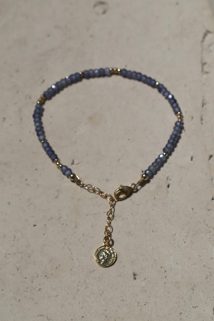 TANZANITE CZ BEADED BRACELET