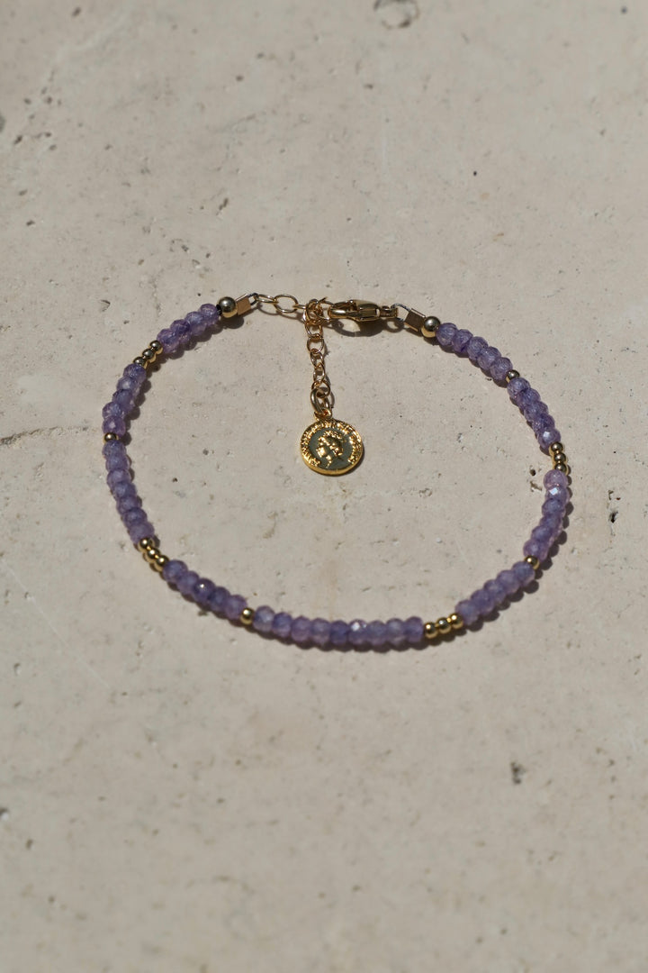 LAVENDER AMETHYST QUARTZ BEADED BRACELET