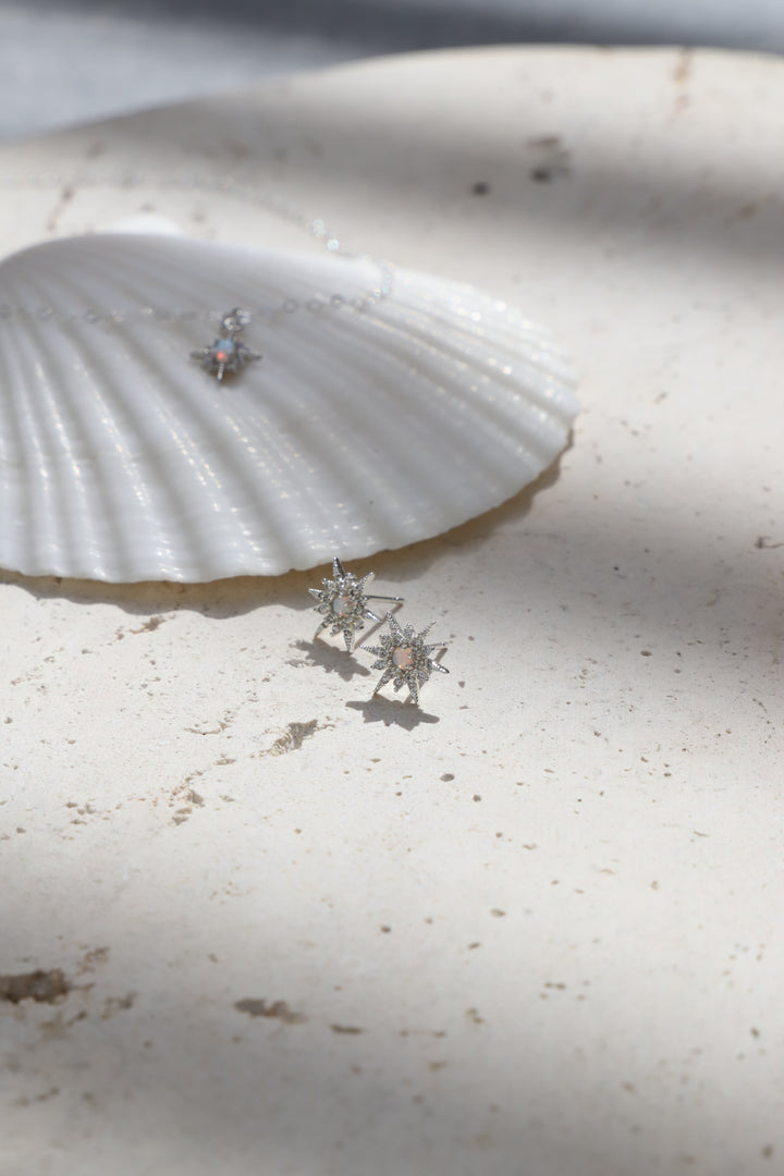 OPAL STAR STUDS- SILVER
