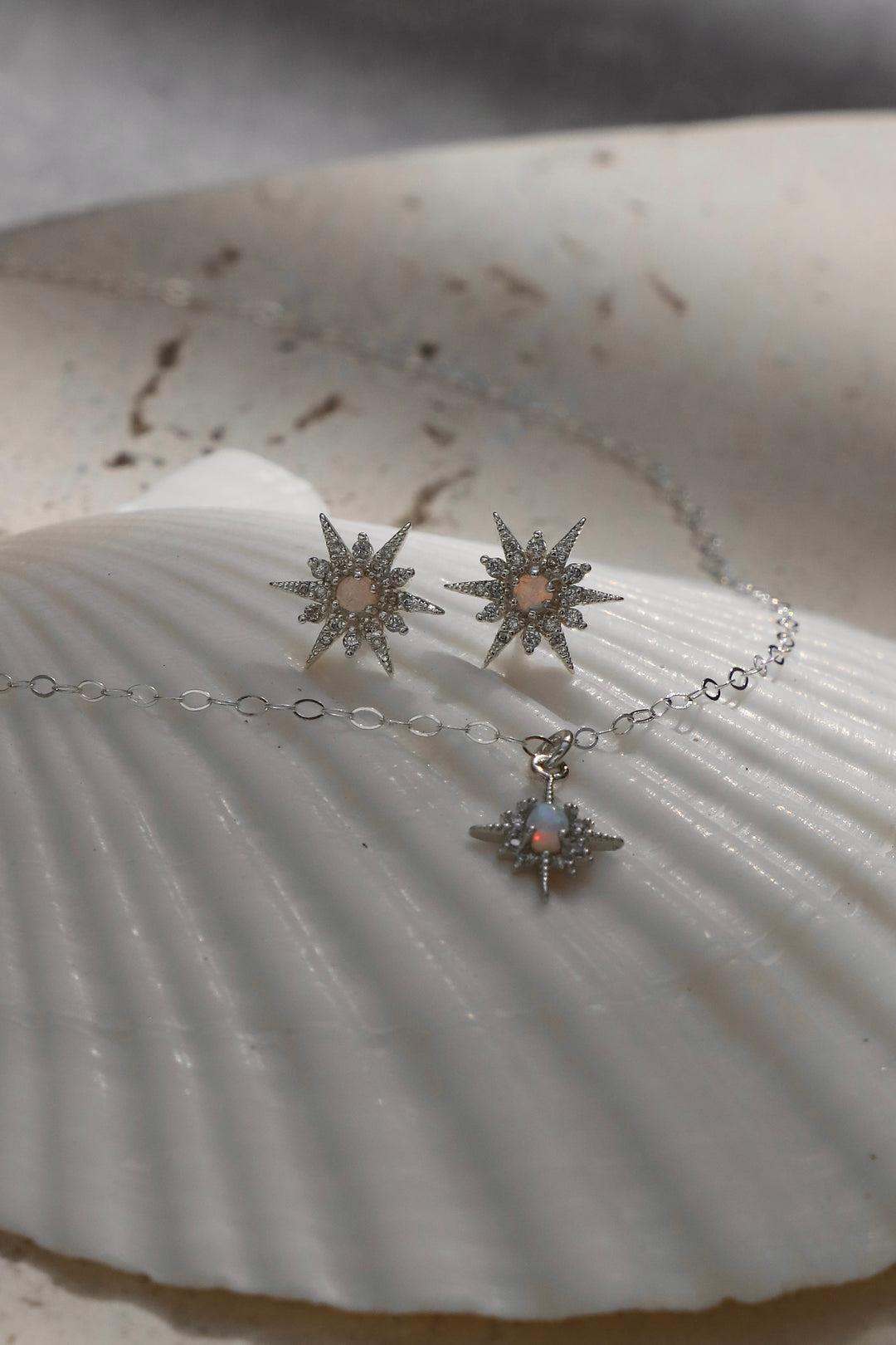 OPAL STAR STUDS- SILVER
