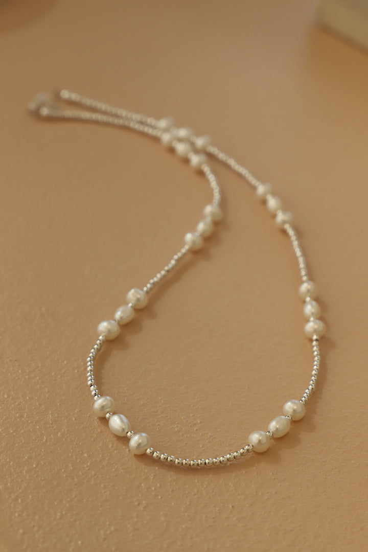 BEACHCOMBER PEARL NECKLACE- SILVER