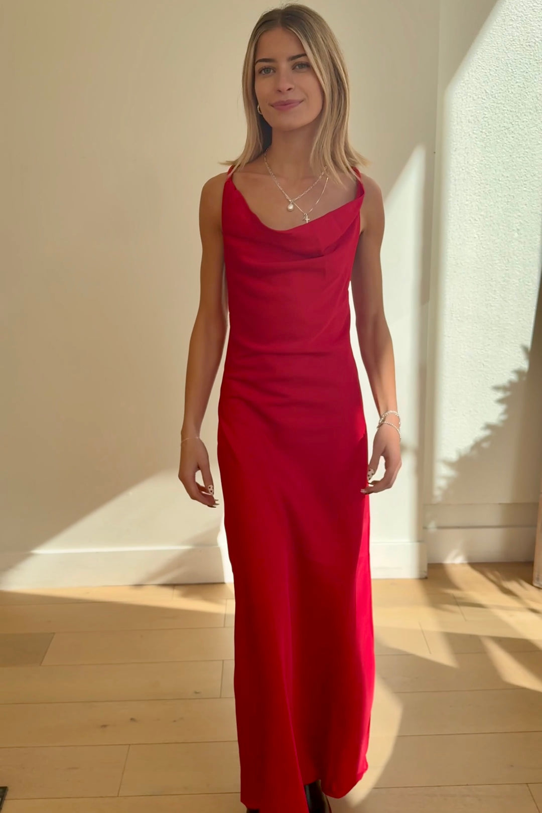 COWL NECK SATIN DRESS Katie Waltman Jewelry COWL NECK SATIN DRESS Katie Waltman Jewelry