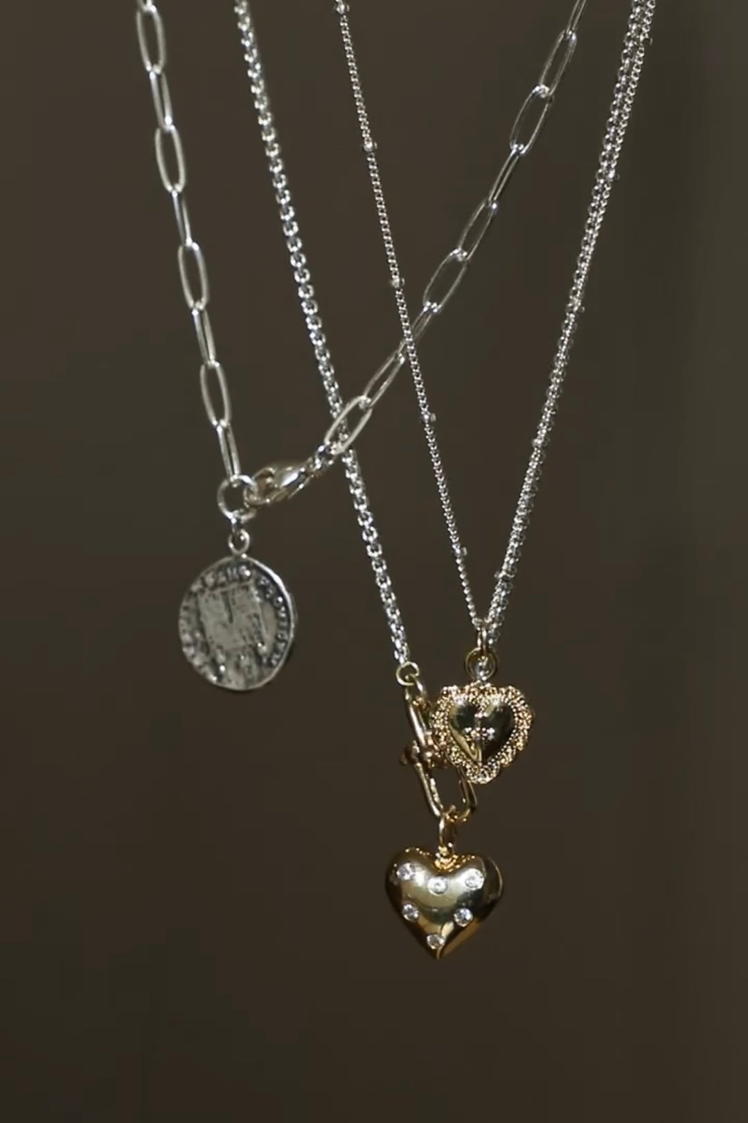 VINTAGE HEART AND CROSS CHARM