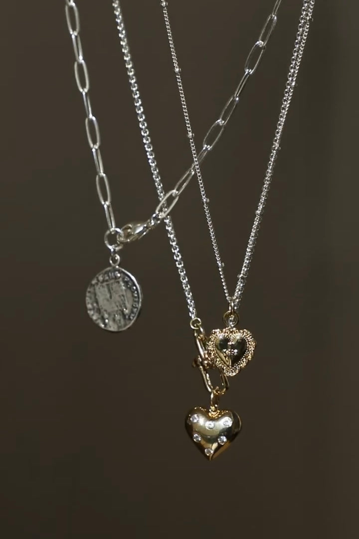 VINTAGE HEART AND CROSS CHARM