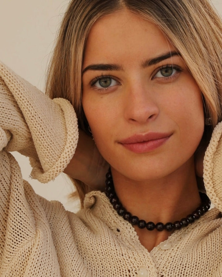 ROUND GARNET BEADED NECKLACE