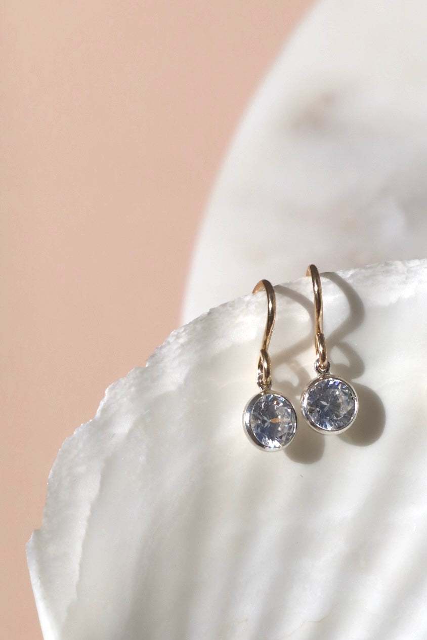 MAUDE SOLITAIRE BEZEL EARRINGS