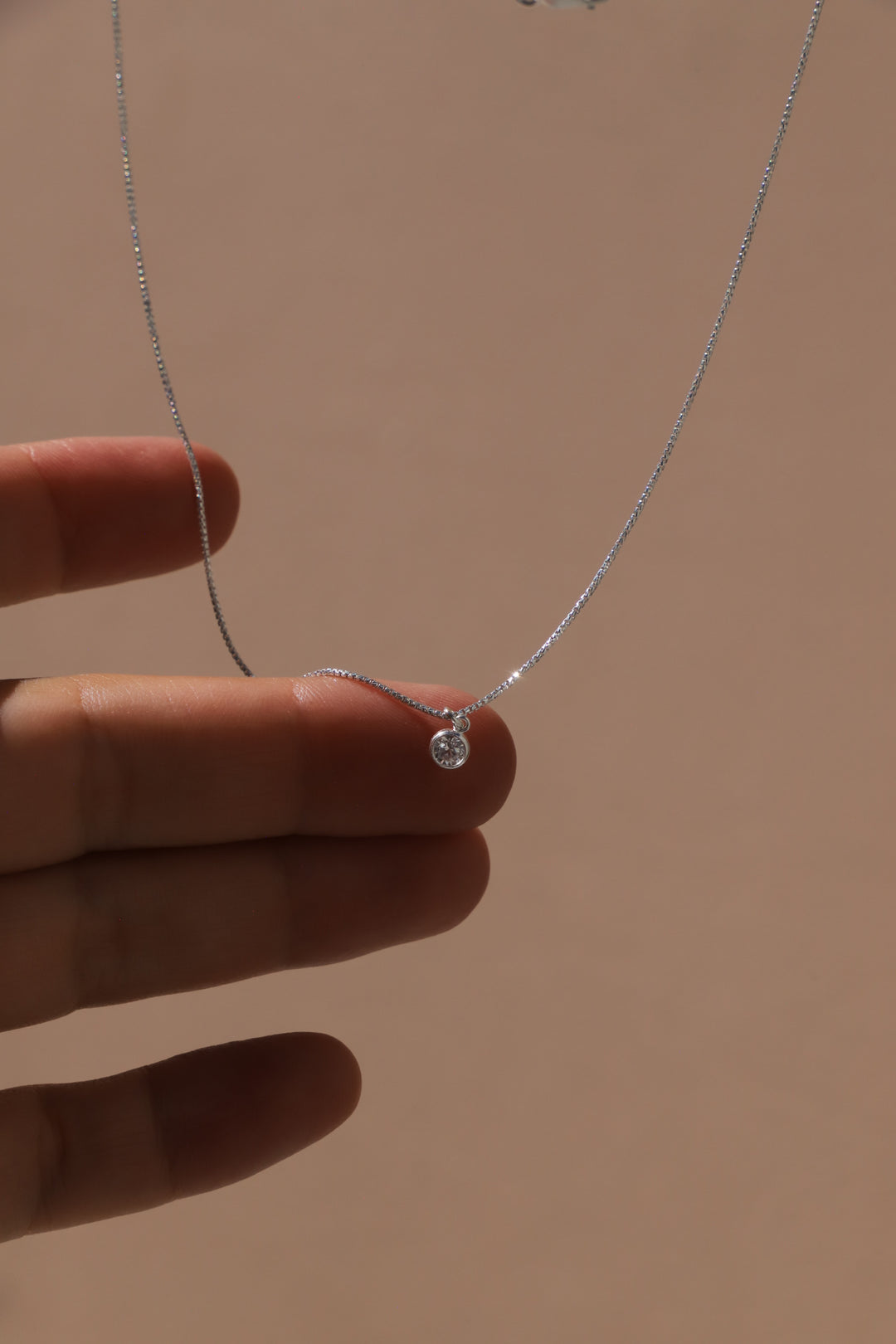 STERLING SILVER MICRO SOLITAIRE CZ NECKLACE