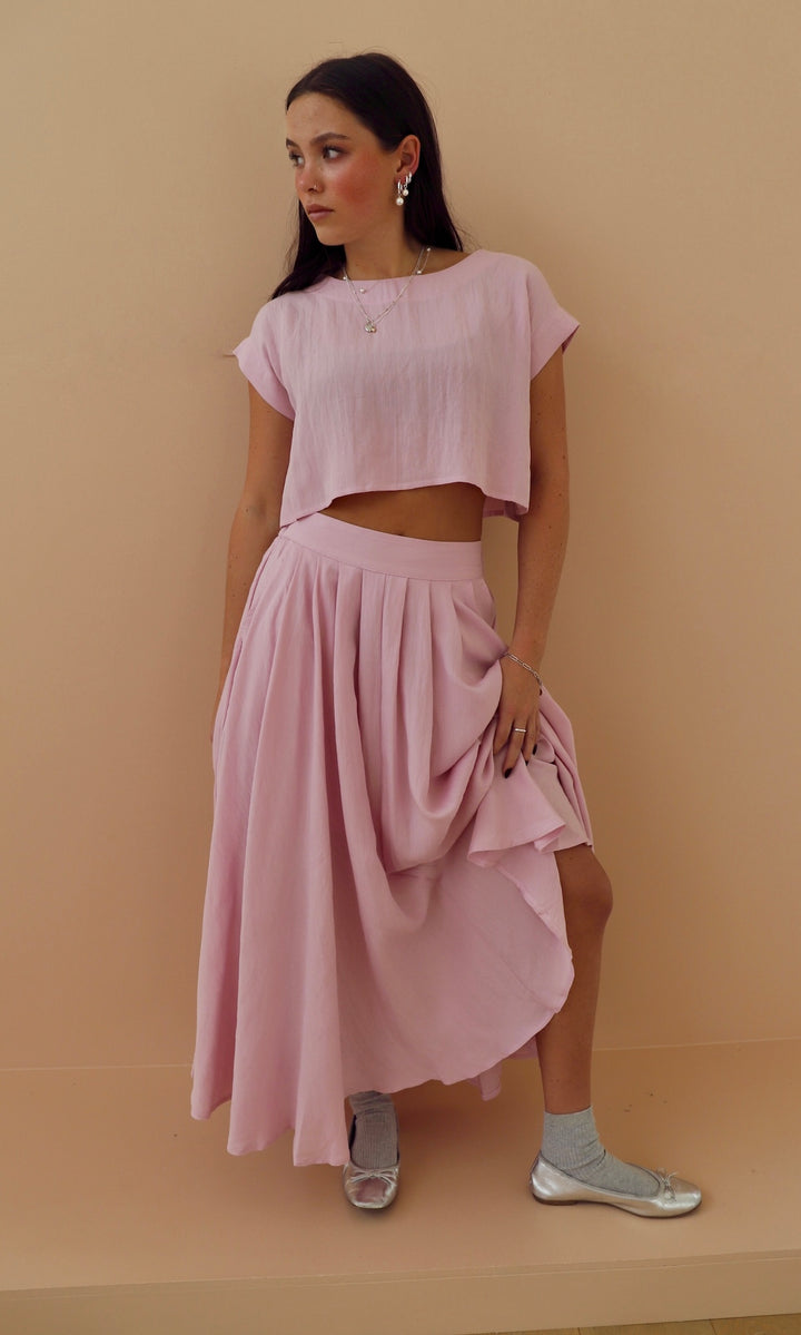 CROP TOP AND MIDI SKIRT SET