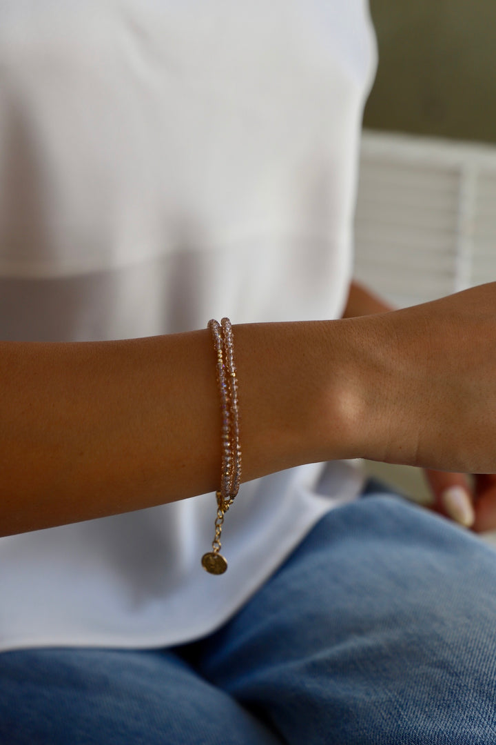 CHAMPAGNE PETITE CRYSTAL DOUBLE WRAP BRACELET