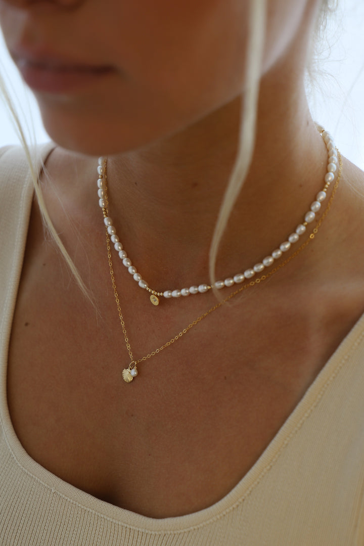 PEARL BEADED STAR MEDALLION NECKLACE