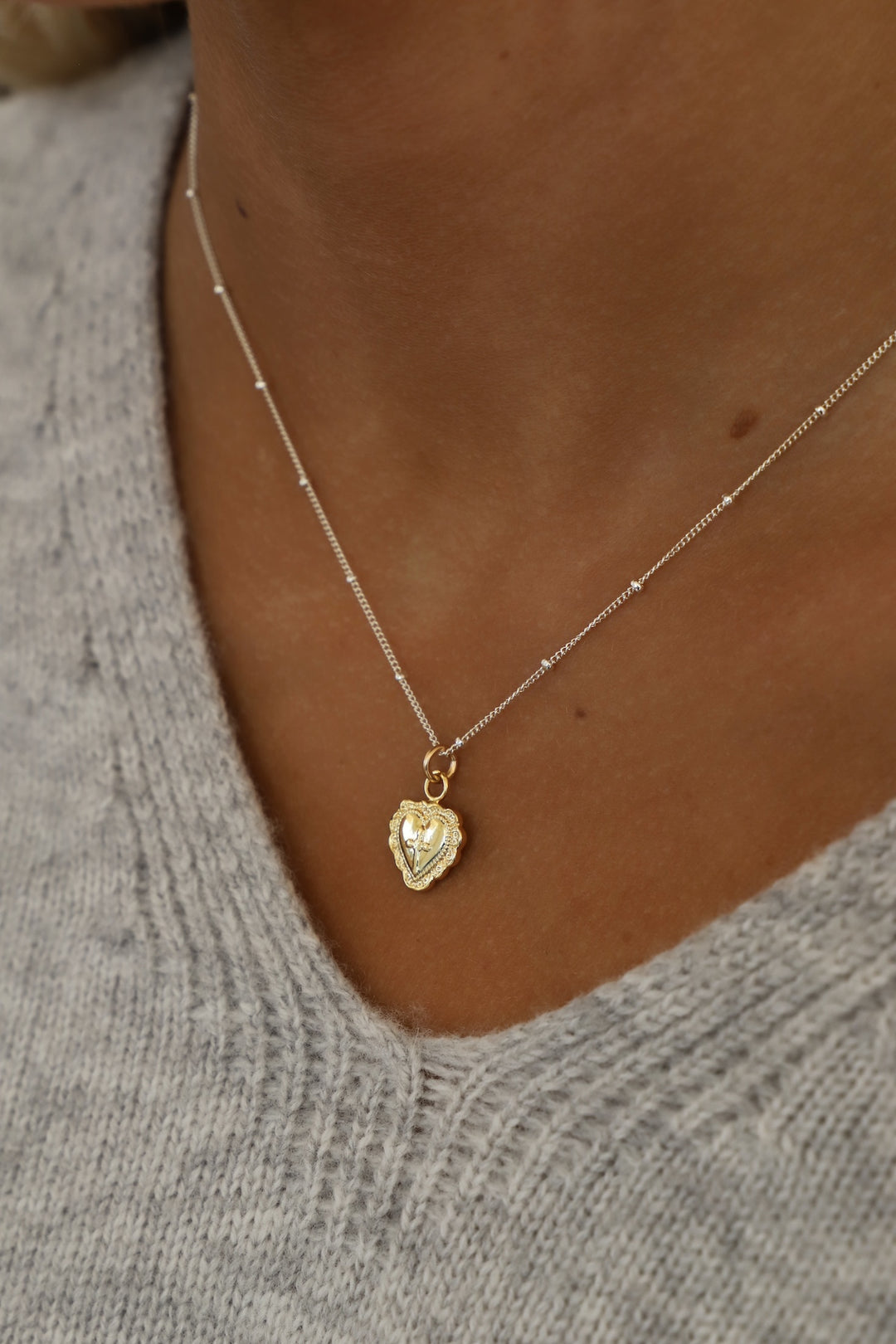 VINTAGE HEART AND CROSS CHARM