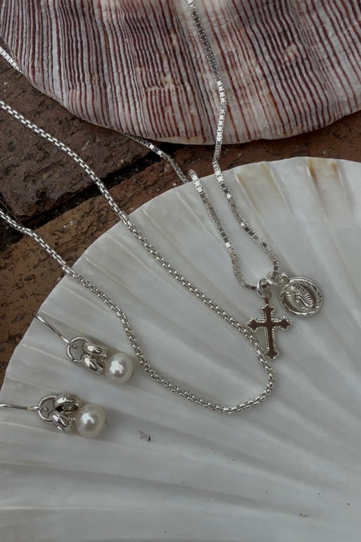 HEIRLOOM DOTTED CROSS CHARM- STERLING