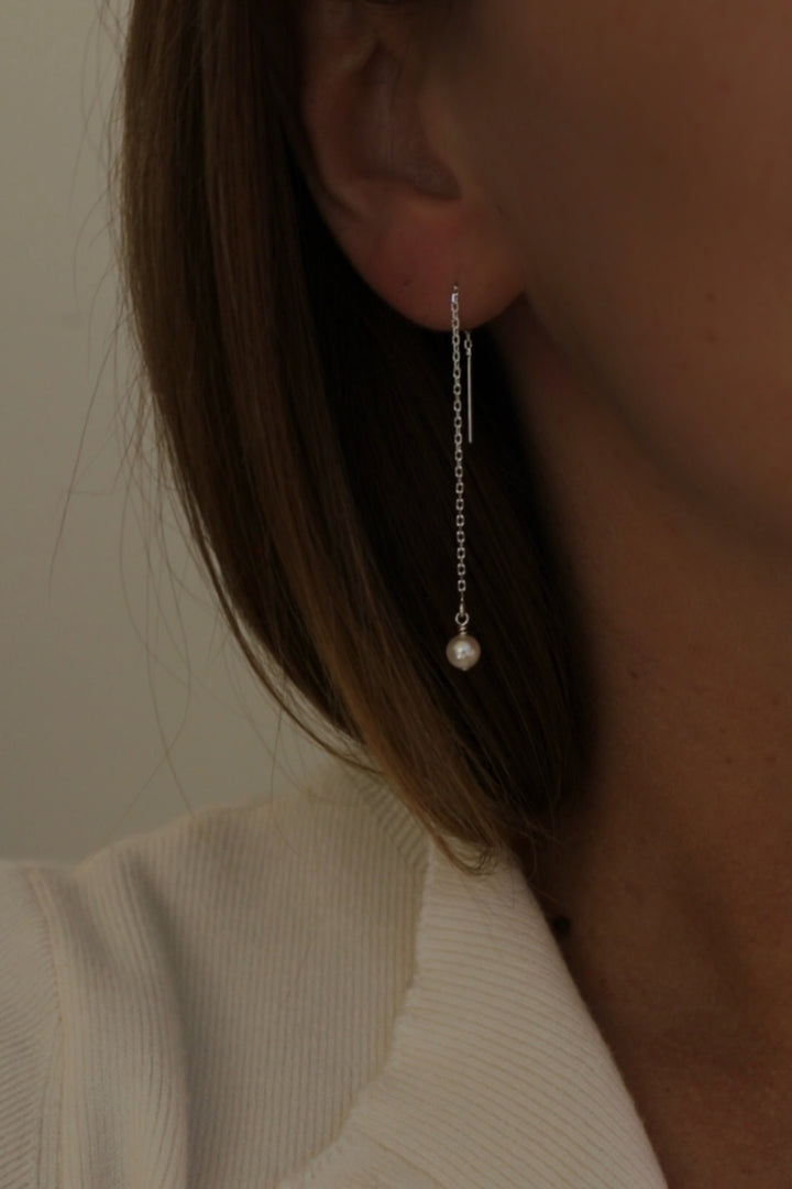 CORDELIA PEARL THREADER  EARRINGS