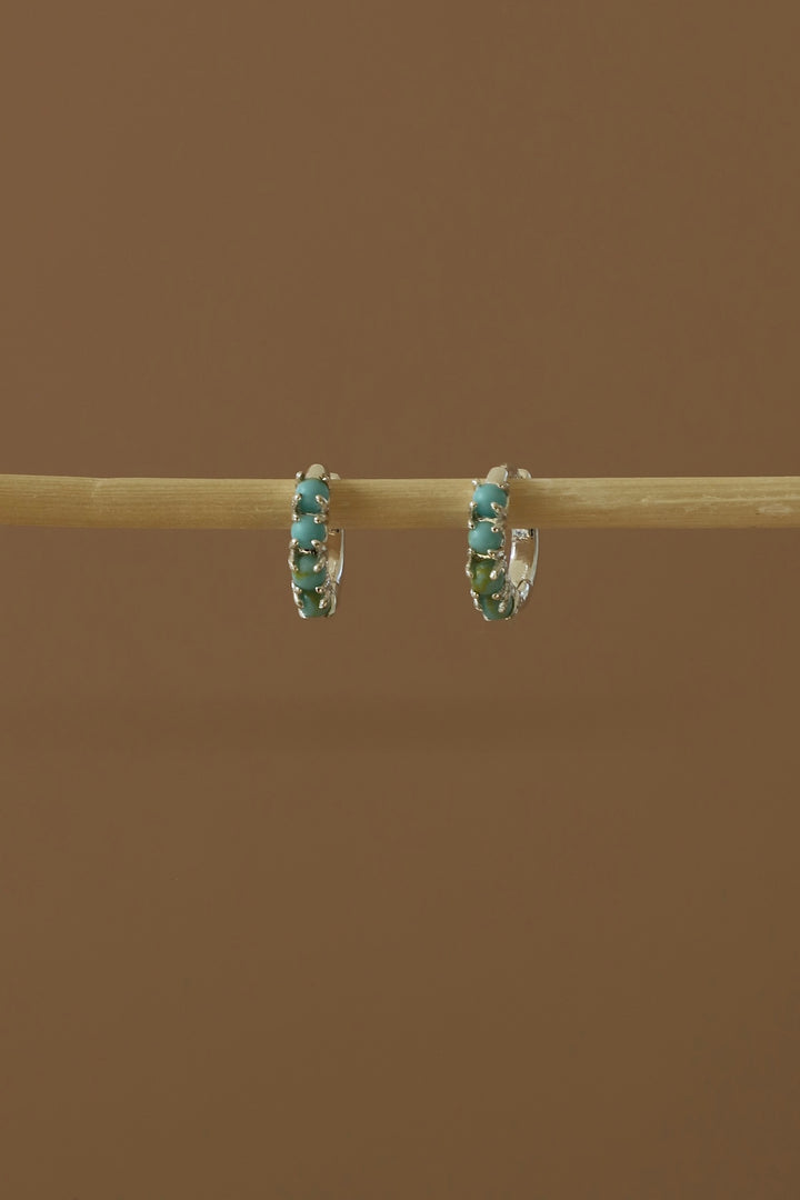 MINI SILVER TURQUOISE HOOPS