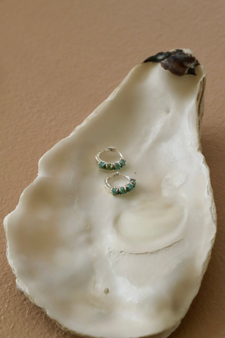 MINI SILVER TURQUOISE HOOPS
