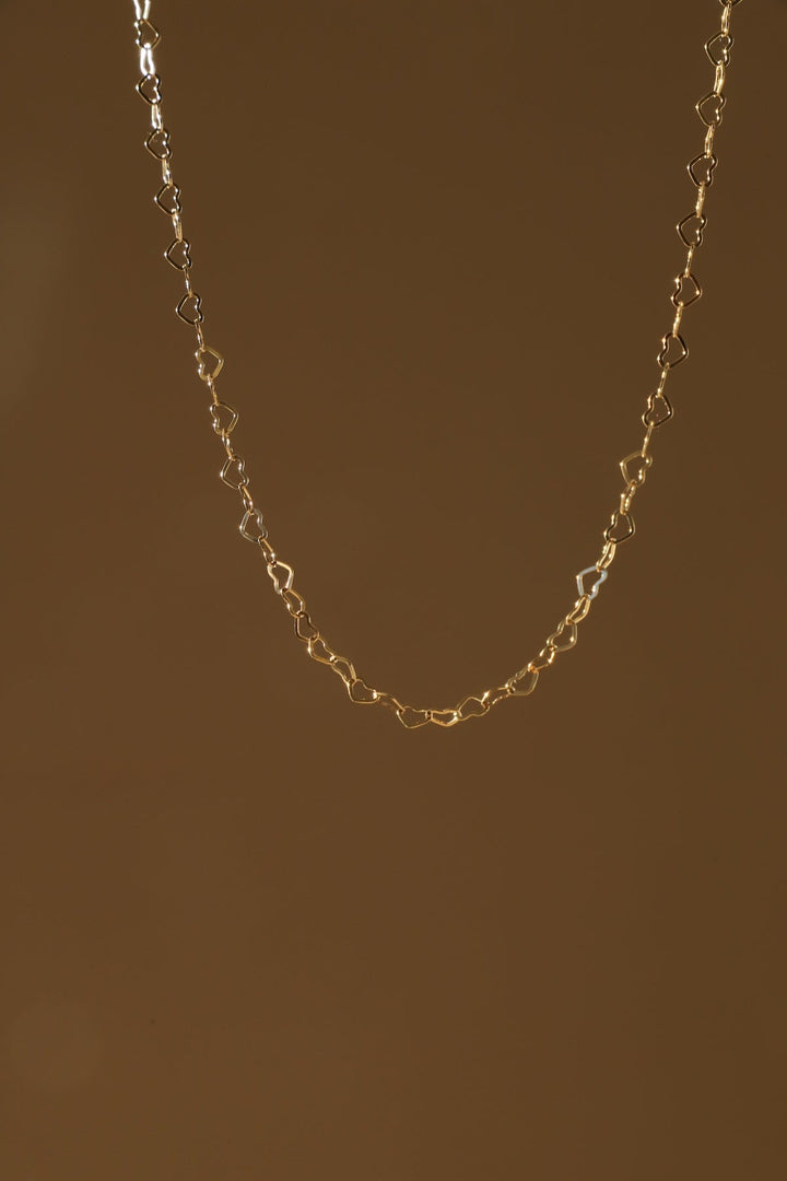 GOLD FILLED HEART LINK NECKLACE