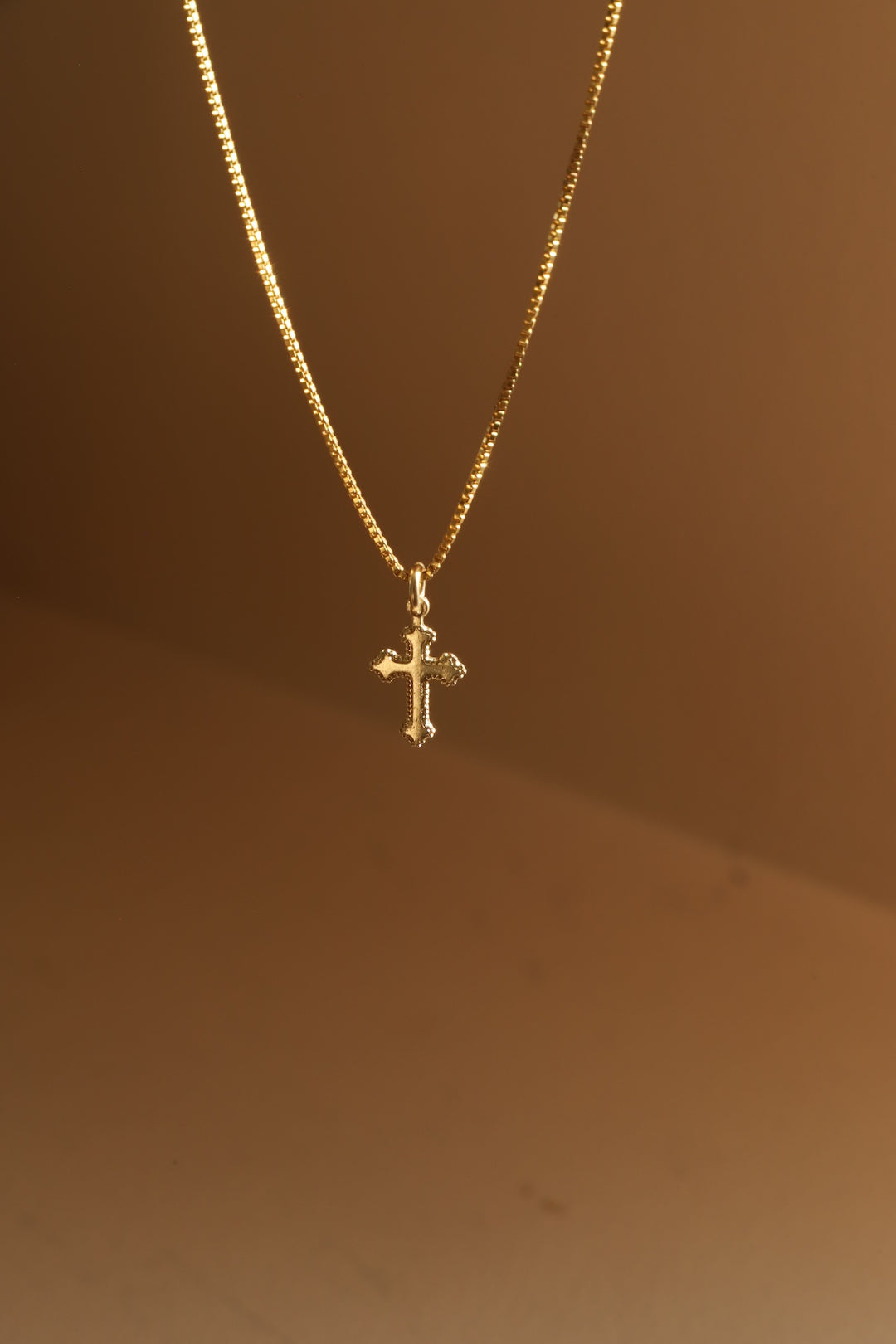 HEIRLOOM DOTTED CROSS CHARM- GOLD FILLED