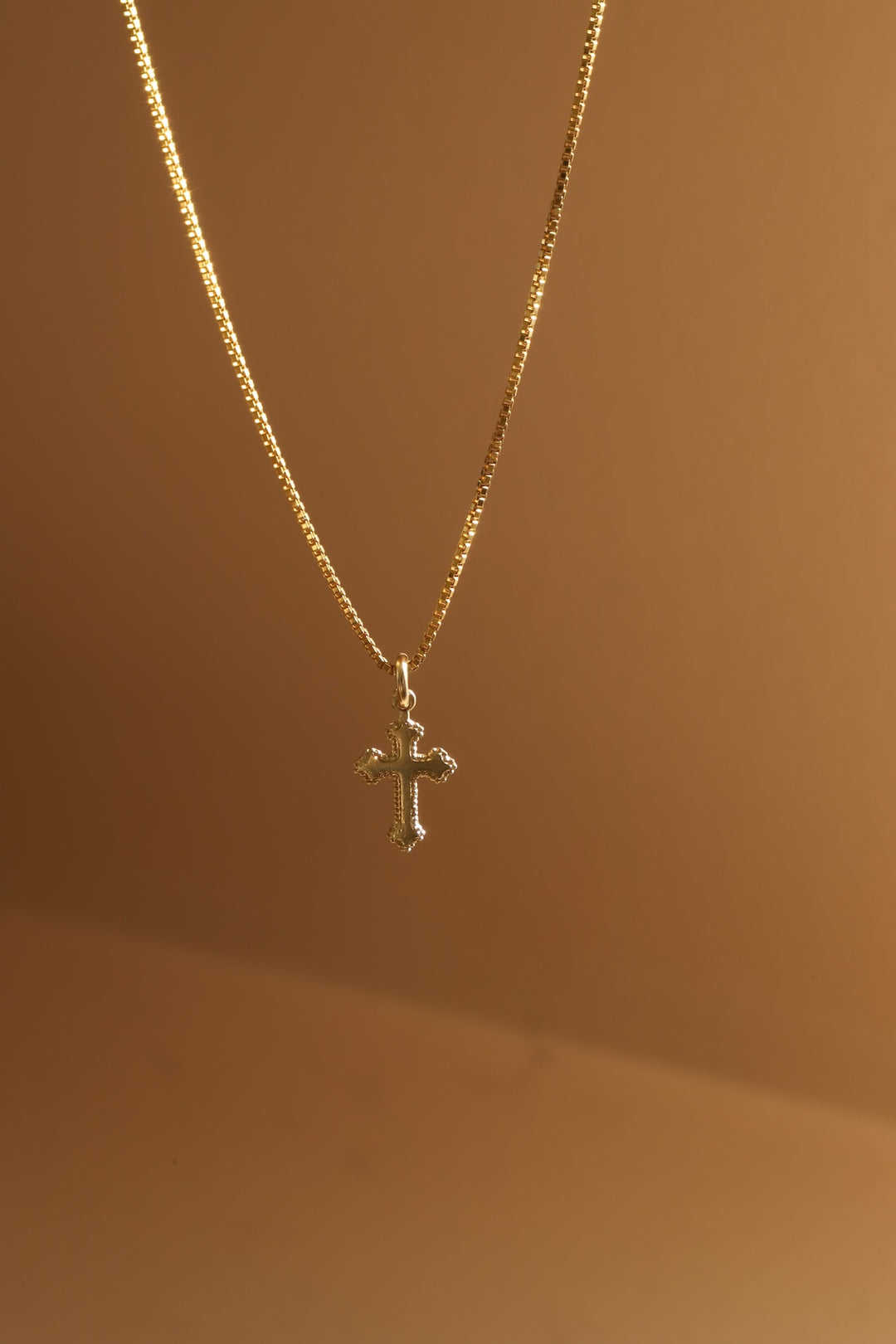 HEIRLOOM DOTTED CROSS CHARM- GOLD FILLED