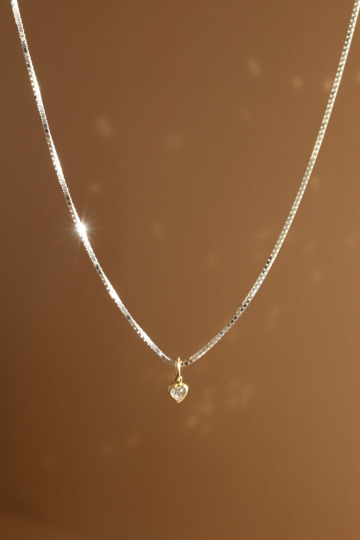 MICRO HEART CZ CHARM- GOLD FILLED