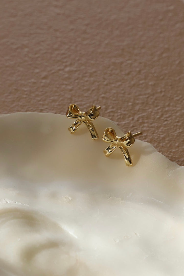 PETITE BOW STUDS- GOLD