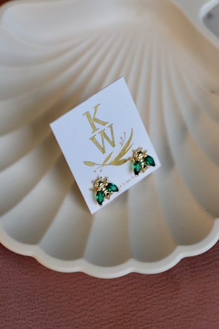 EMERALD BEE STUDS