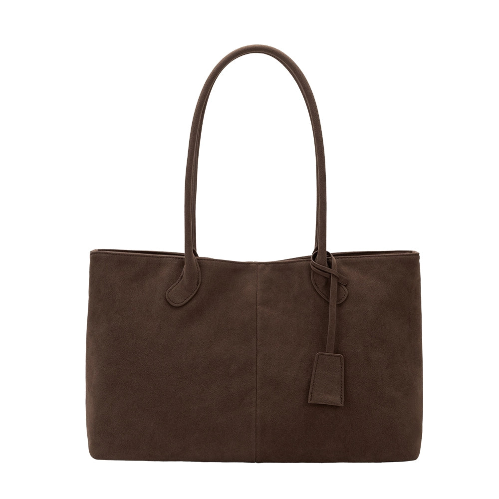 IRENE VEGAN SUEDE TOTE - CHOCOLATE