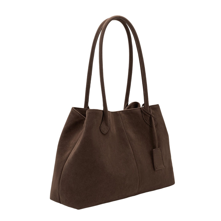 IRENE VEGAN SUEDE TOTE - CHOCOLATE