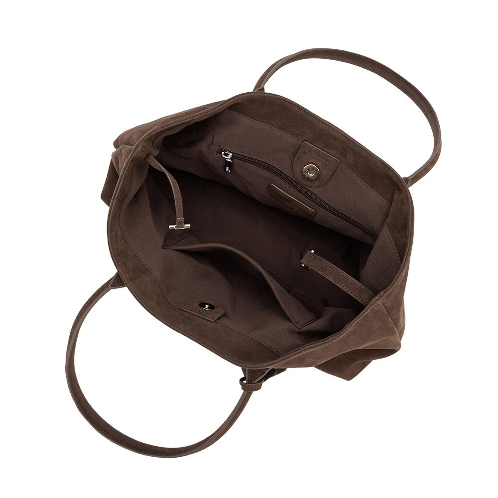 IRENE VEGAN SUEDE TOTE - CHOCOLATE