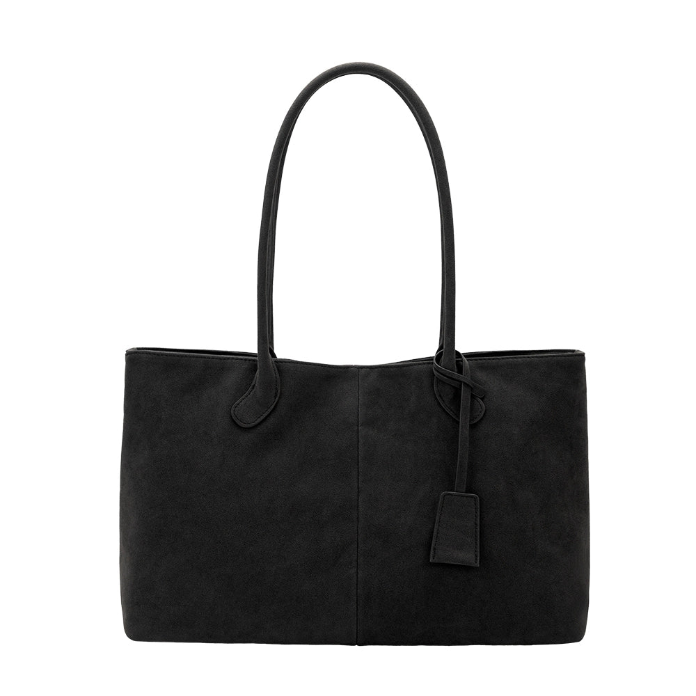 IRENE VEGAN SUEDE TOTE - BLACK