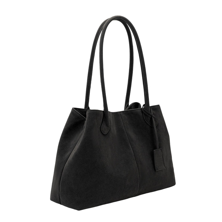 IRENE VEGAN SUEDE TOTE - BLACK