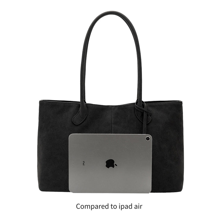 IRENE VEGAN SUEDE TOTE - BLACK