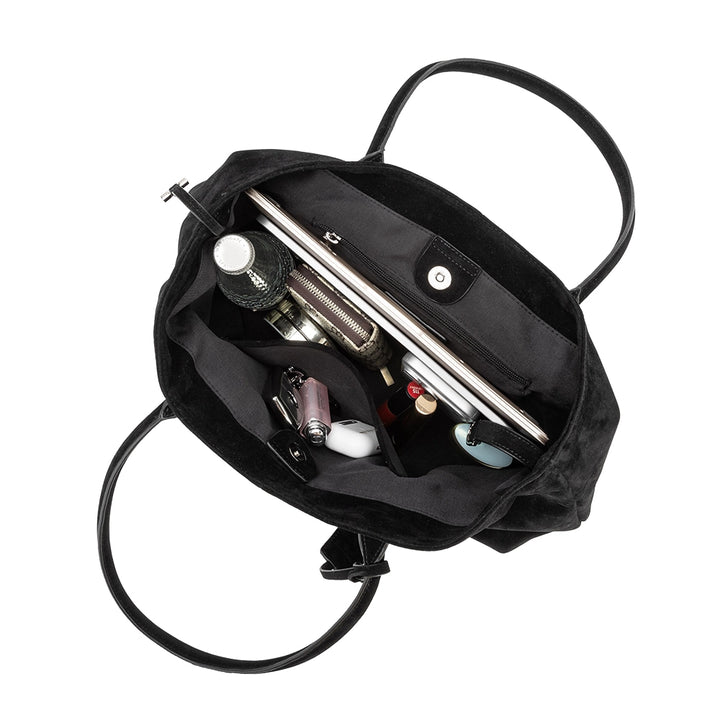 IRENE VEGAN SUEDE TOTE - BLACK