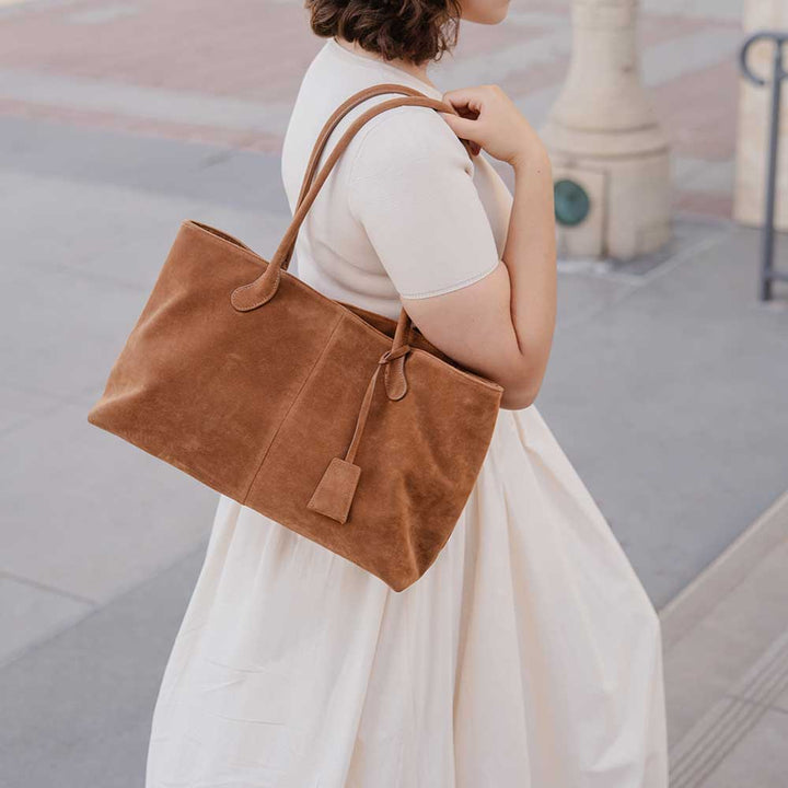 IRENE VEAGN SUEDE TOTE - TAN