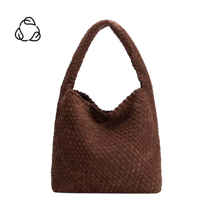 JOHANNA TOBACCO SUEDE WOVEN TOTE