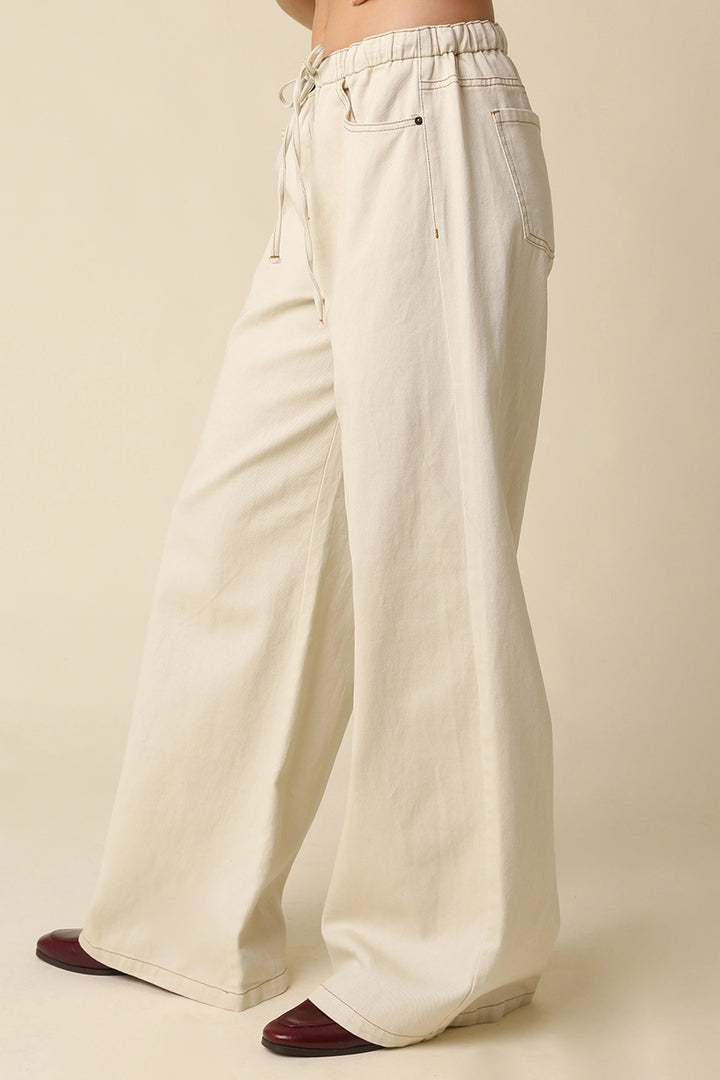 KAYLYN DRAWSTRING PANT - TAUPE