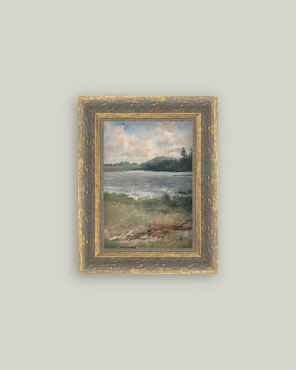 LAKESIDE LANDSCAPE FRAMED ART