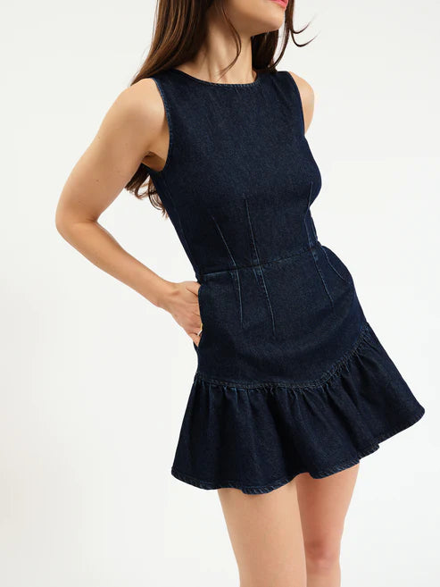 LAUREL MINI DRESS - MOONLIGHT RINSE