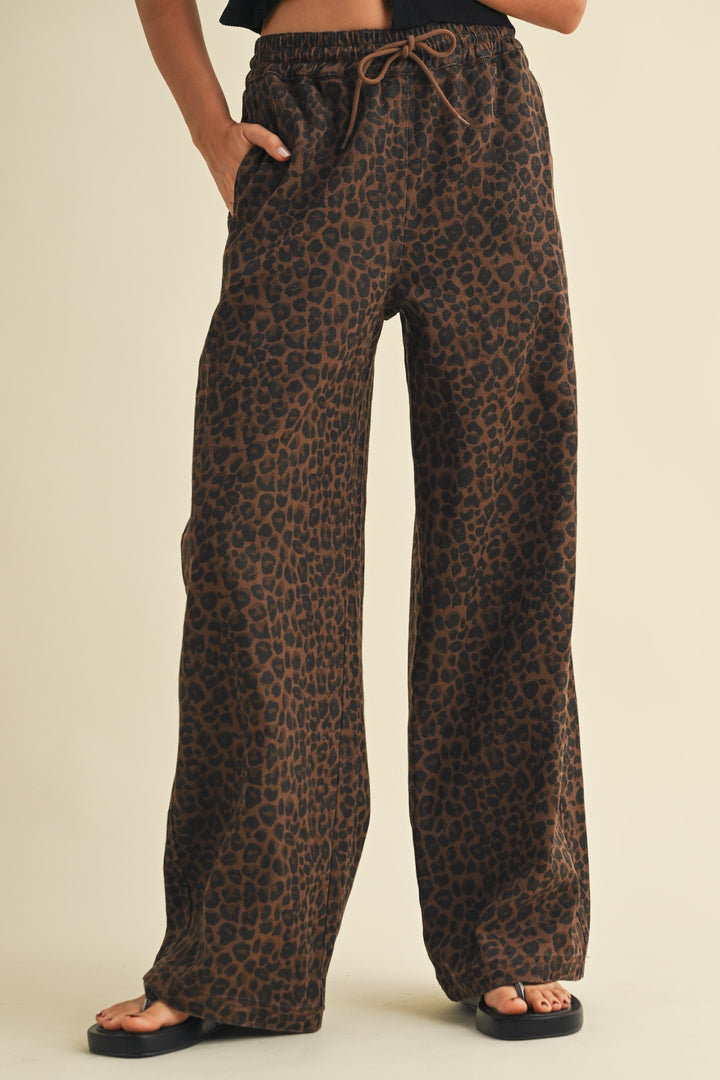 LEOPARD DENIM TRACK PANT